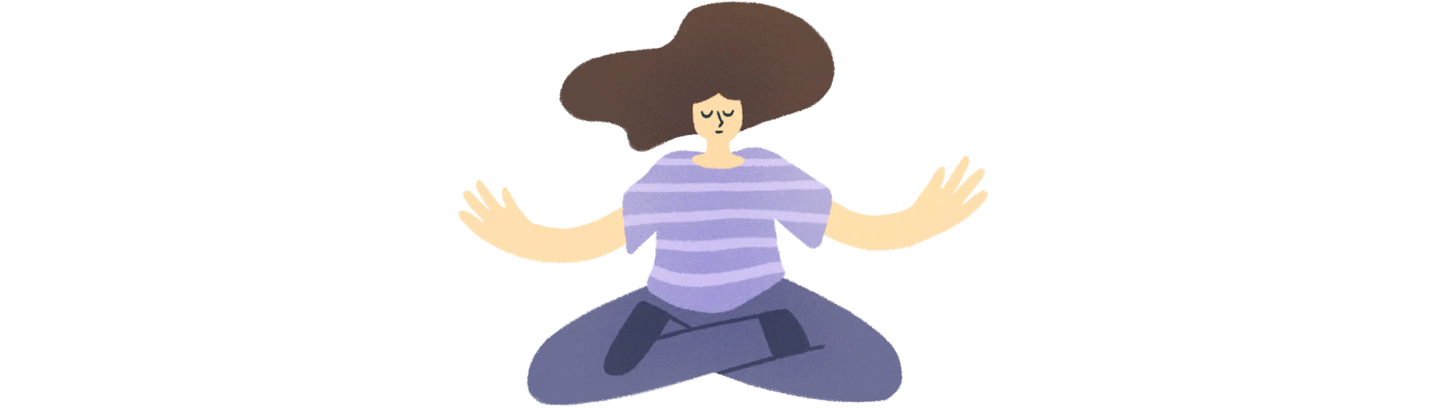 Illustration d’une personne sereine assise en tailleur pendant une méditation 7Mind.