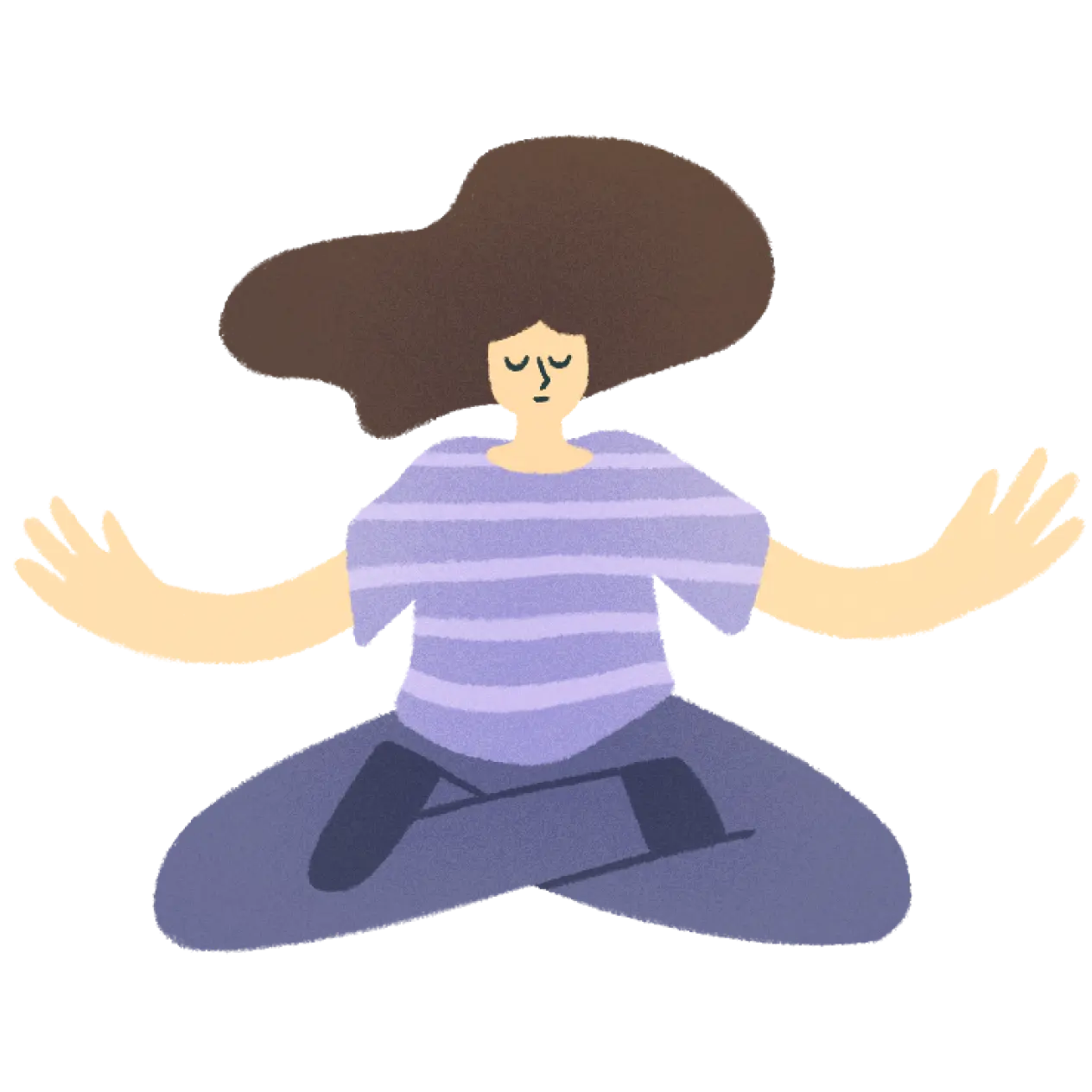 Illustration d’une personne sereine assise en tailleur pendant une méditation 7Mind.