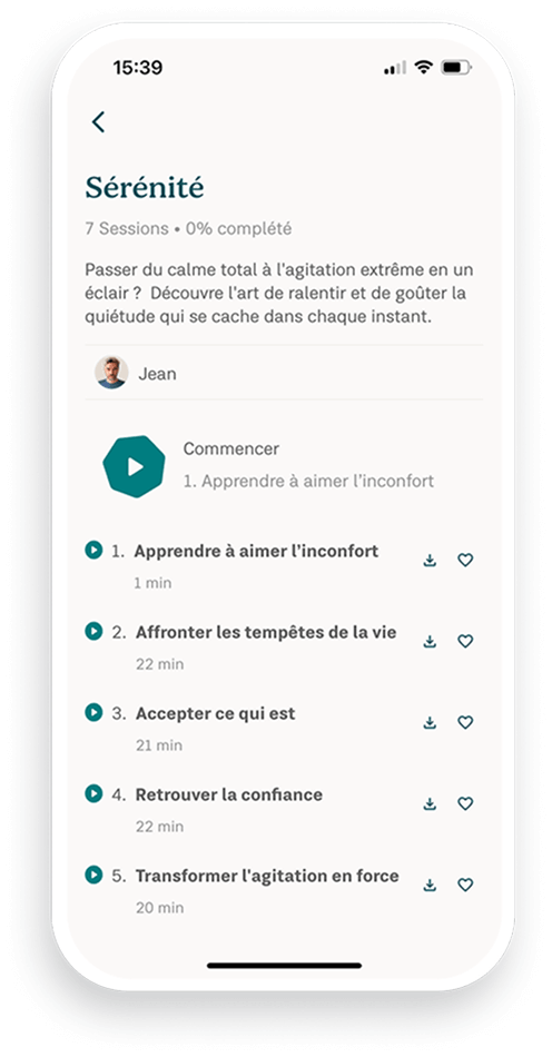 Capture de l’application 7Mind et des méditations